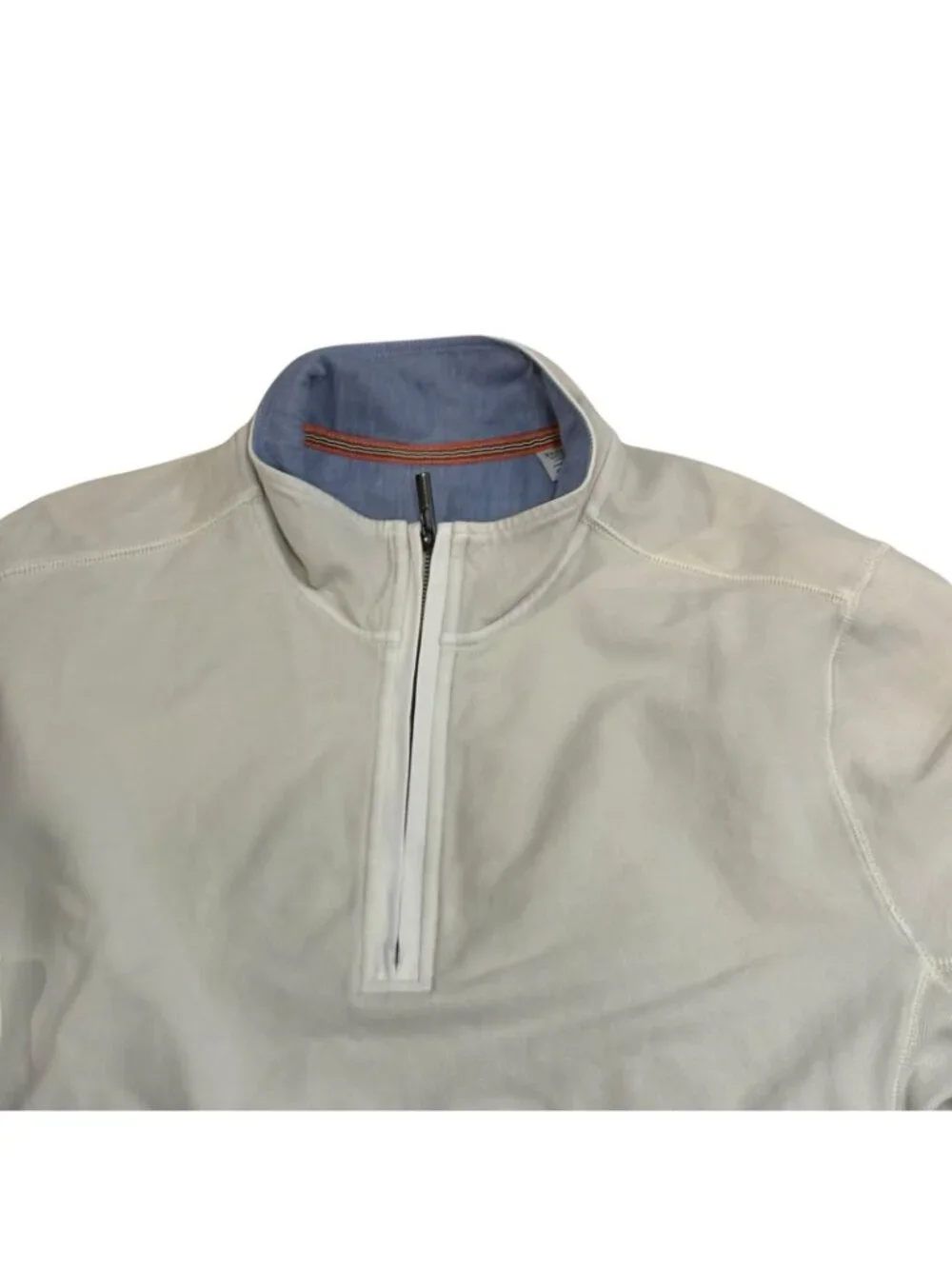 Tommy Bahama Mens 1/4 Zip Pullover Sweater Top Ivory Sz XL Preppy Casual Golf
